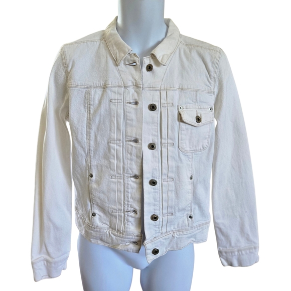 Polo Jeans Co Ralph Lauren White Denim Trucker Jacket L - Picture 2 of 7